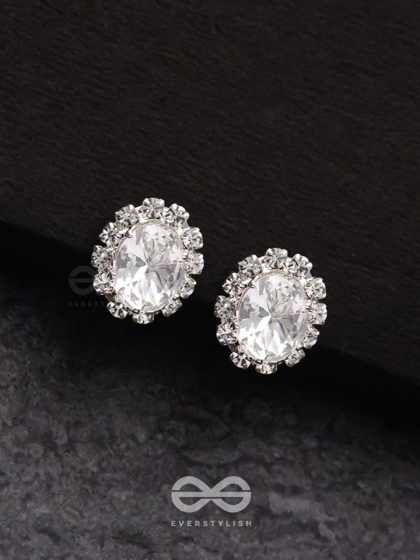 SHIMMER AND SHINE - SILVER EMBELLISHED STUD EARRINGS