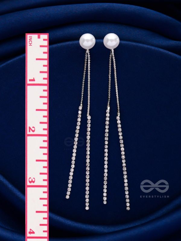A MOONLIT PEARL - SILVER EMBELLISHED EAR JACKETS