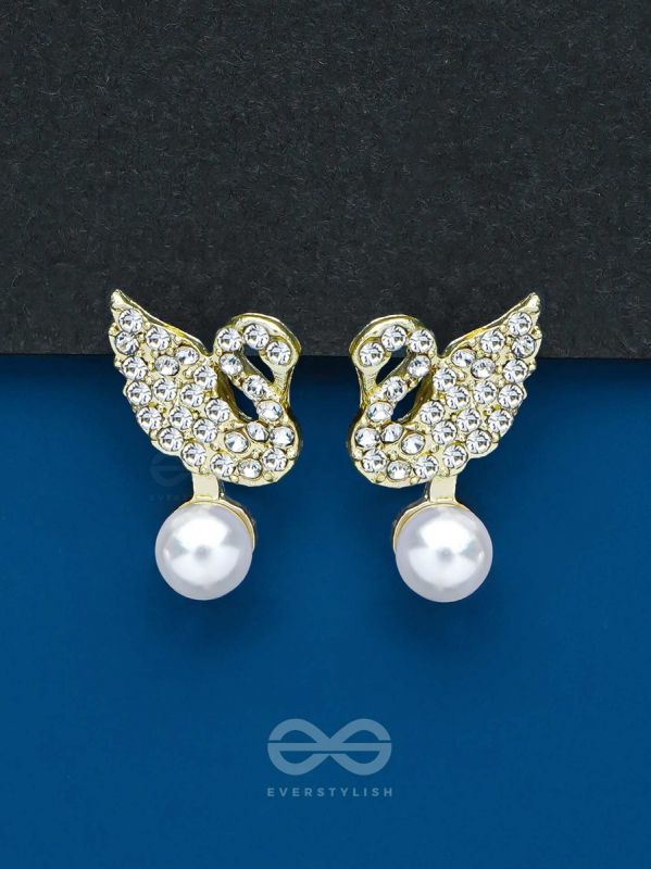 THE SWAN'S EMBRACE - GOLDEN EMBELLISHED EARRINGS