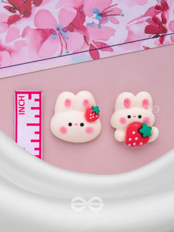 BUNNIES 'N BERRIES - MISMATCHED ACRYLIC EARRINGS