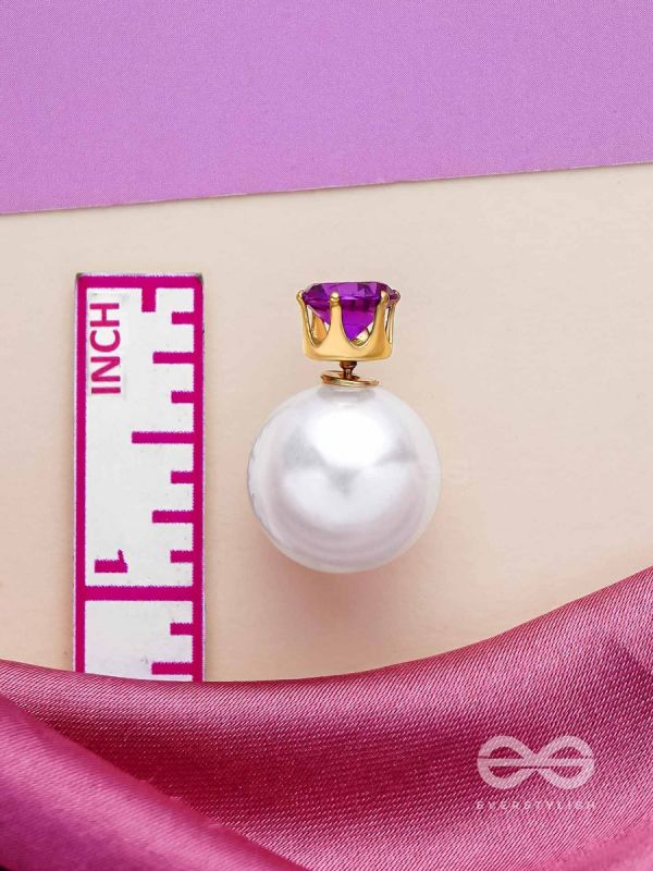 A MYSTIC PEARL - GOLDEN EMBELLISHED EARRINGS (VIOLET)