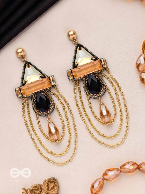 The Dusky Prisms - Embellished Golden Earrings