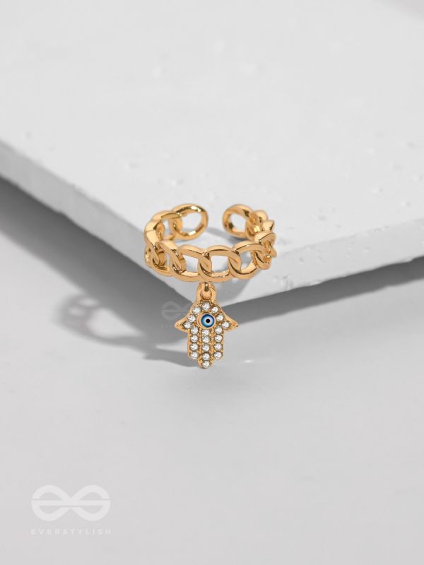 Gentle Spirits - Golden Embellished Charm Ring (Adjustable)