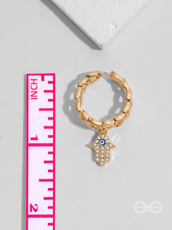 Gentle Spirits - Golden Embellished Charm Ring (Adjustable)