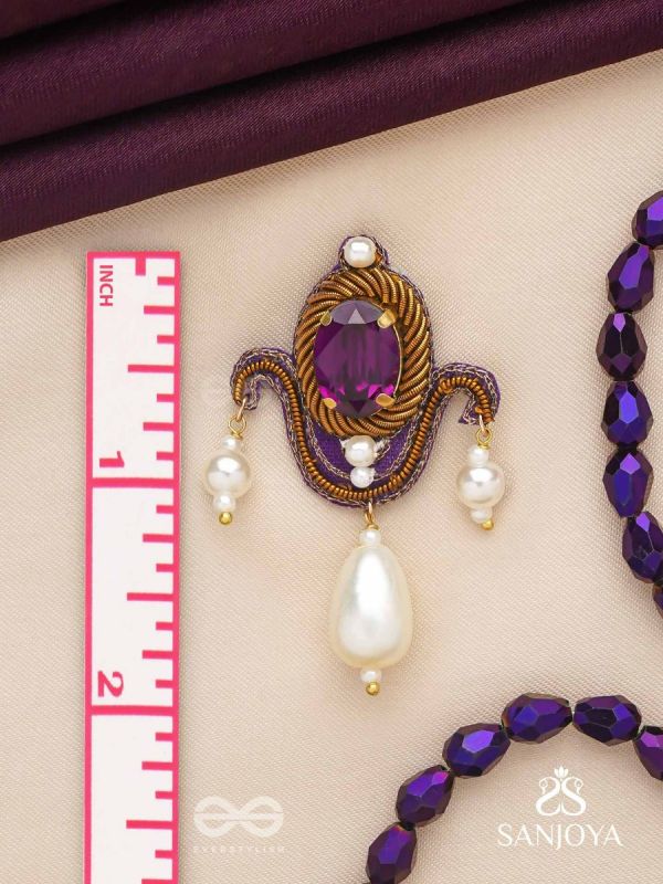 Ankusi- The Angel's Souvenir- Stones And Pearl Drops Hand Embroidered Earrings