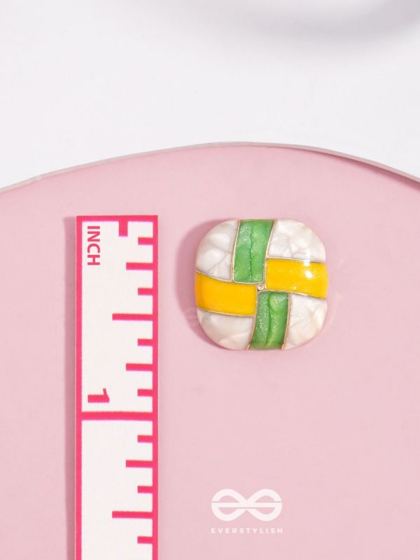 Geometric Puzzles - Enamelled Stud Earrings