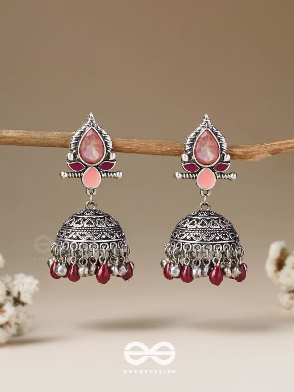 The Shades of Love - Enamelled Oxidised Jhumka Earrings