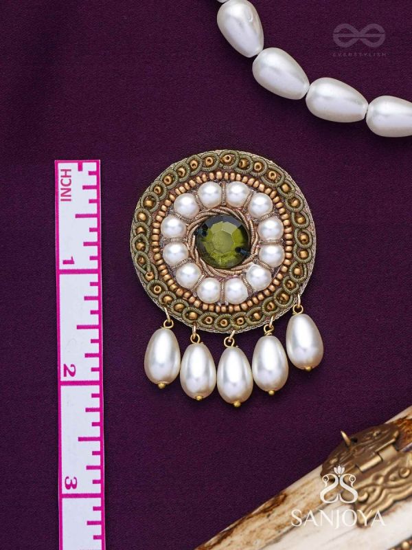 Harisaya - The Glowing Mirage - Beads And Stone Hand Embroidered Earrings