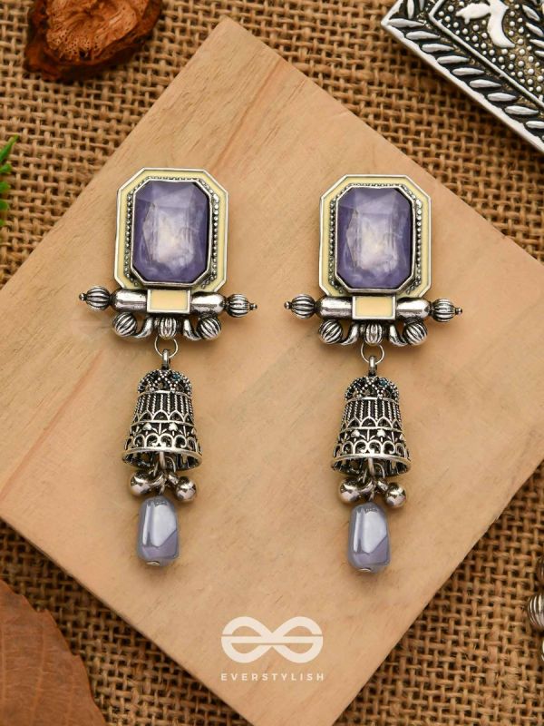 The Lilac Clouds- Oxidised Embellished Earrings