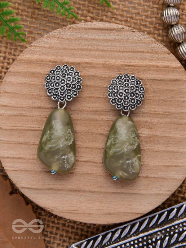 The Greenland Mist- Stone Oxidised Earrings