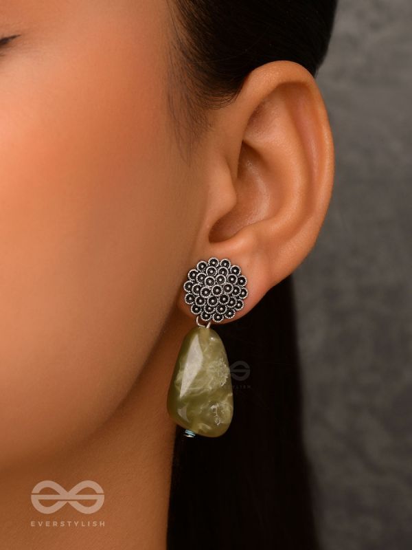 The Greenland Mist- Stone Oxidised Earrings