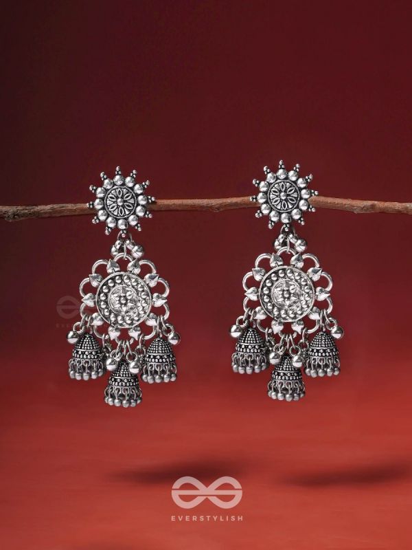 The Moon Flower- Oxidised Earrings