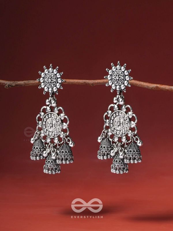 The Moon Flower- Oxidised Earrings