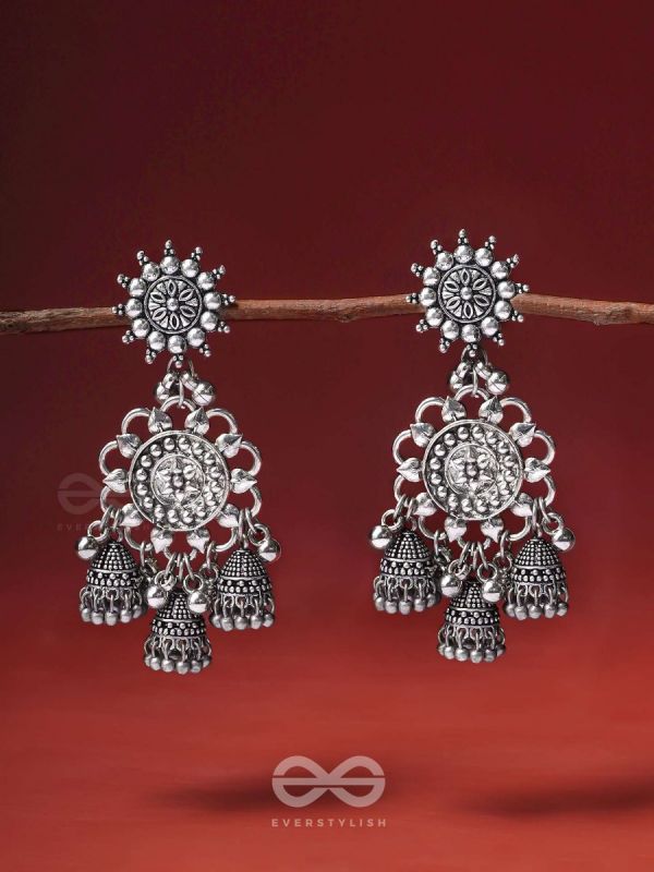 The Moon Flower- Oxidised Earrings