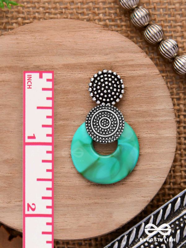 The Teal Twirls- Oxidised Earrings