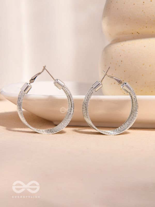 Spiral Strands - Statement Silver Hoop Earrings 