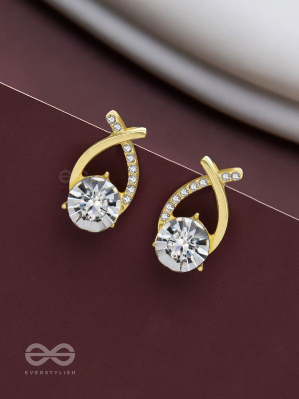 Shining Shimmerstones - Golden Embellished Earrings