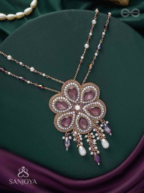 Bahukusumita - The Garden Gala - Stone, Beads And Pearls Hand Embroidered Neckpiece