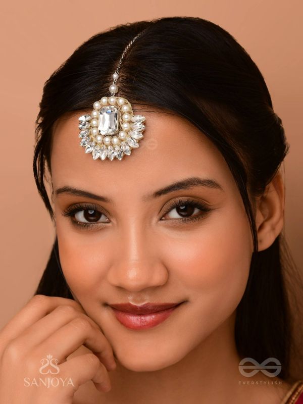 Adrisara - Essence Of Stones - Stones Hand Embroidered Maangtika