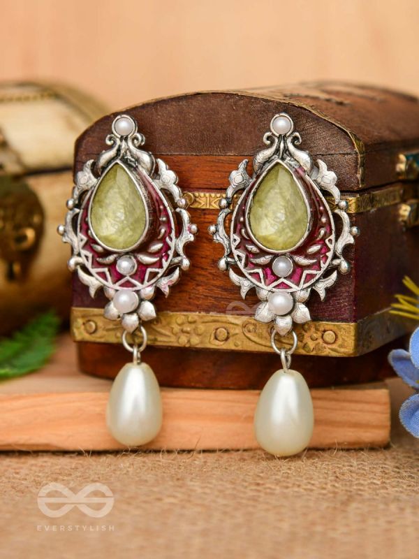 The Nature's Grace - Embellished And Enamelled Oxidised Earrings