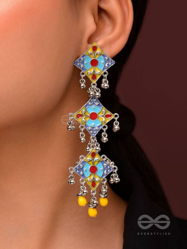 Sunny Daydreams - Statement Enamelled Oxidised Earrings