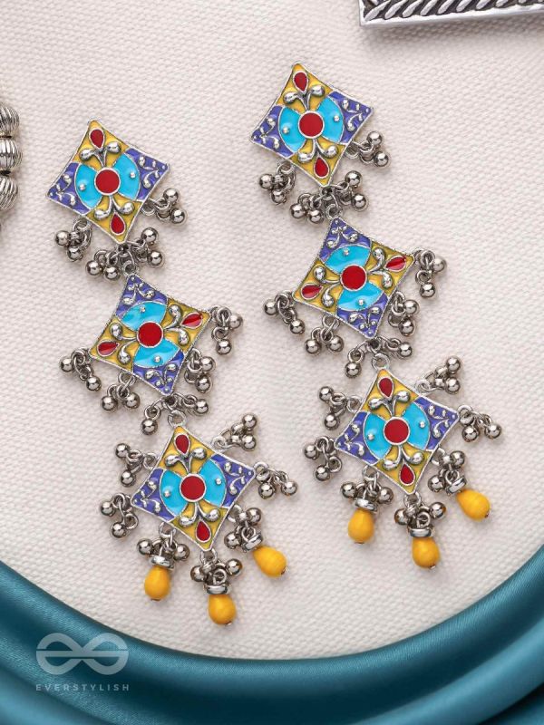 Sunny Daydreams - Statement Enamelled Oxidised Earrings