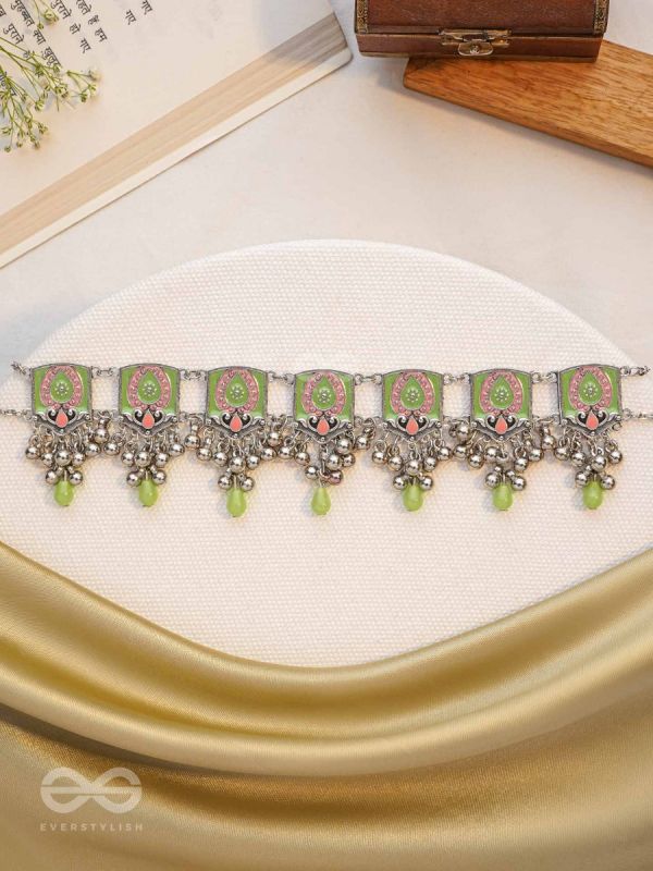 The Olive Chimes - Enamelled Oxidised Choker Neckpiece