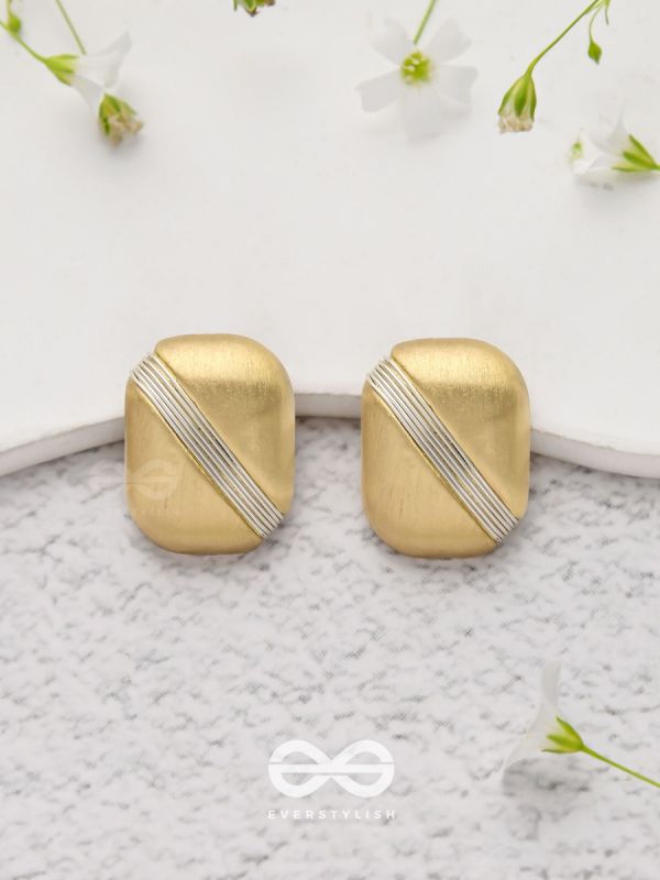 Classy Blocks - Golden Stud Earrings