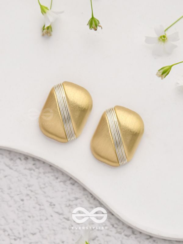 Classy Blocks - Golden Stud Earrings