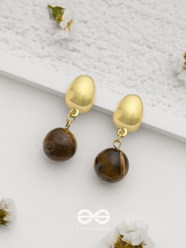Mocha Bells - Casual Golden Earrings