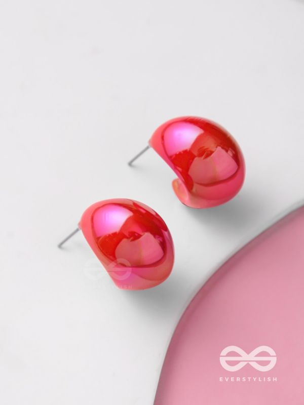 Groovy Arcs - Holographic Acrylic Earrings (Red)