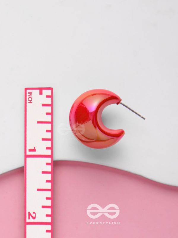 Groovy Arcs - Holographic Acrylic Earrings (Red)