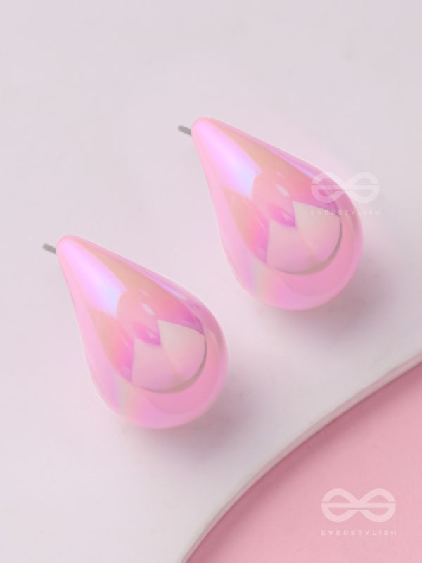 Glitter Drops - Holographic Acrylic Earrings (Pink)