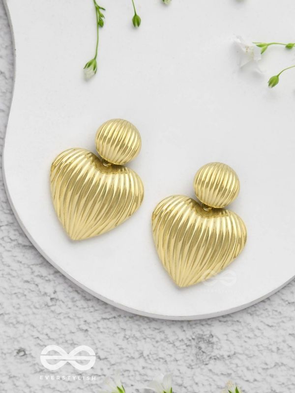 Young Love - Textured Golden Earrings