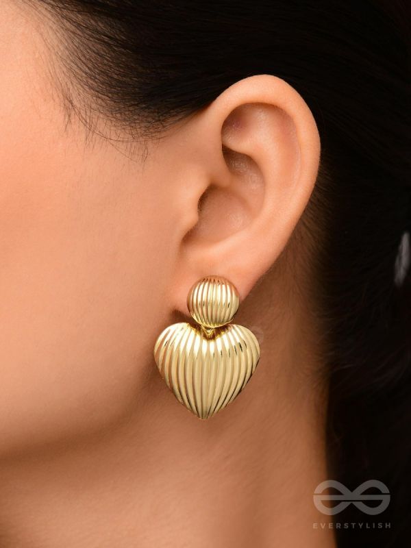 Young Love - Textured Golden Earrings