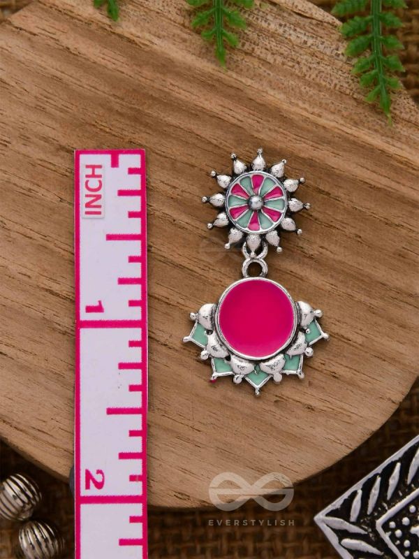 The Rosy Reefs - Statement  Enamelled Oxidised Ear Jackets