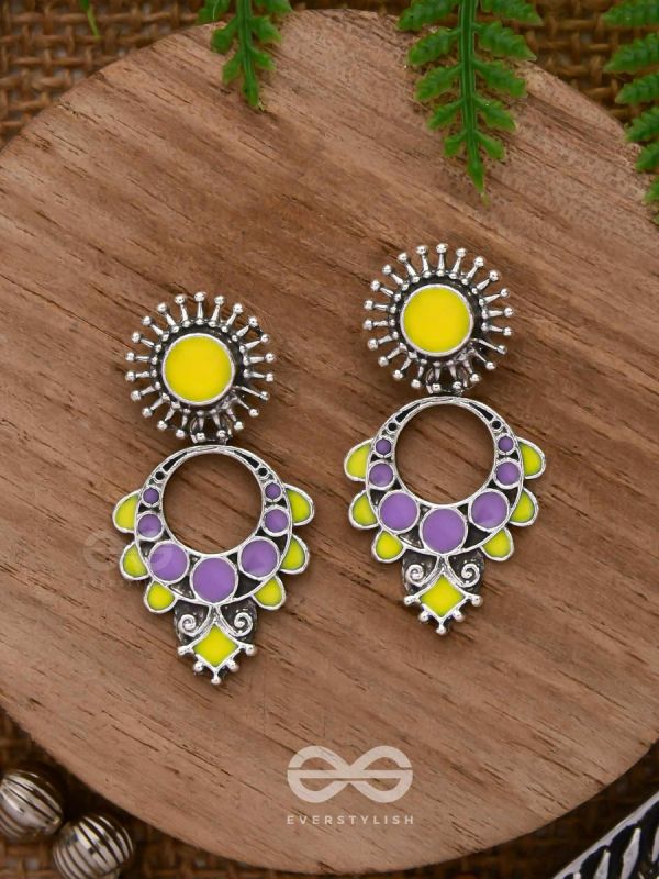 The Twilight Bloom - Statement Enamelled Oxidised Ear Jackets