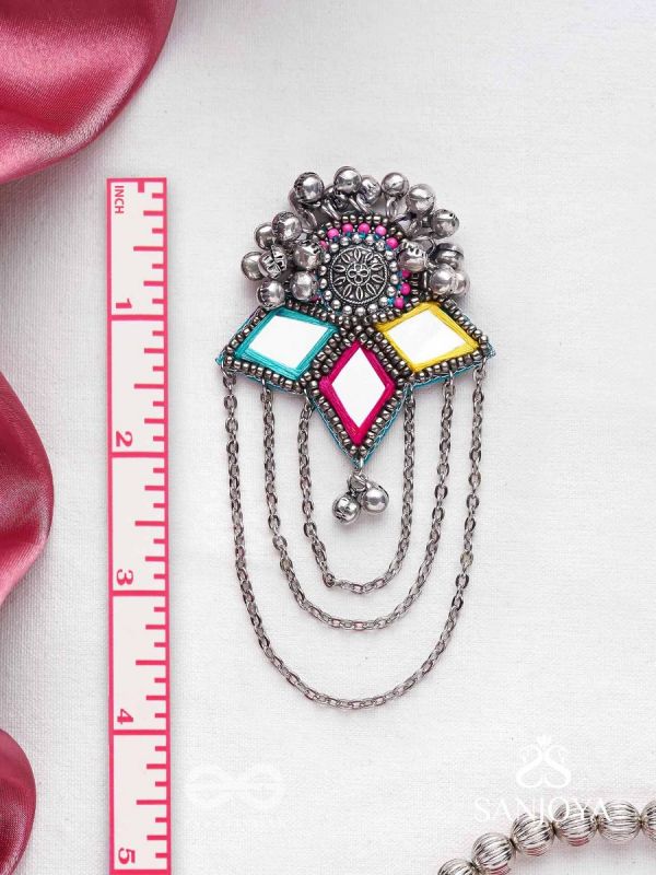 Taruna - The Vivid Landscapes - Mirrors, Resham And Beads Hand Embroidered Oxidised Earrings