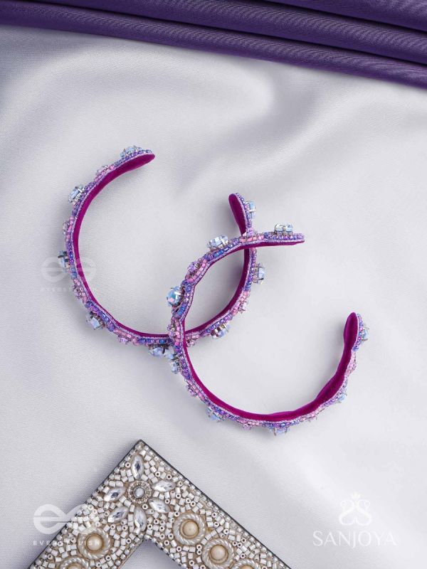 Jagacchitra- The Nebula Sparkles - Stones And Beads Hand Embroidered Bangles (Set Of 2)