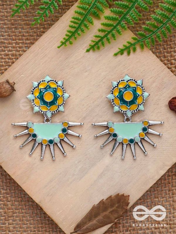 The Begonia Field- Enamelled Oxidised Ear Jackets