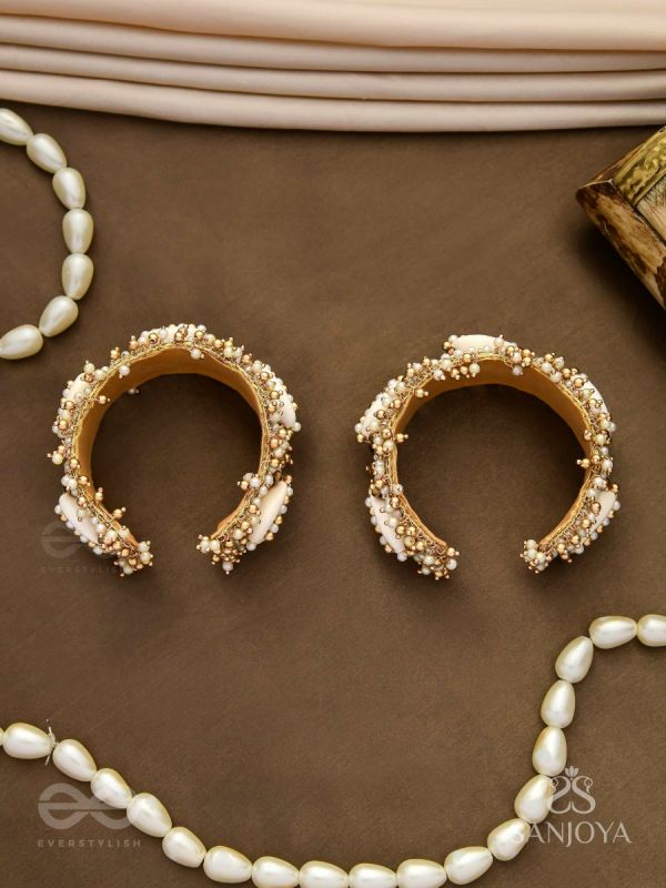 Lavnakar- The Coast Of Treasures- Shells And Beads Hand Embroidered Bangles (Set Of 2)