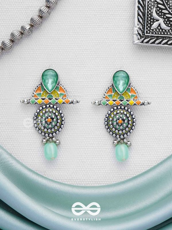 The Warm Shades - Stone Enamelled Oxidised Earrings