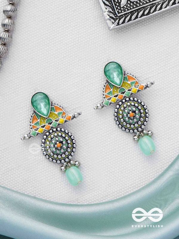 The Warm Shades - Stone Enamelled Oxidised Earrings