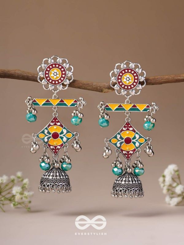 The Calming Hues - Enamelled Oxidised Earrings