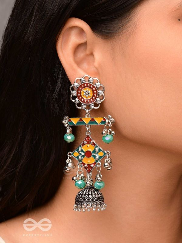 The Calming Hues - Enamelled Oxidised Earrings