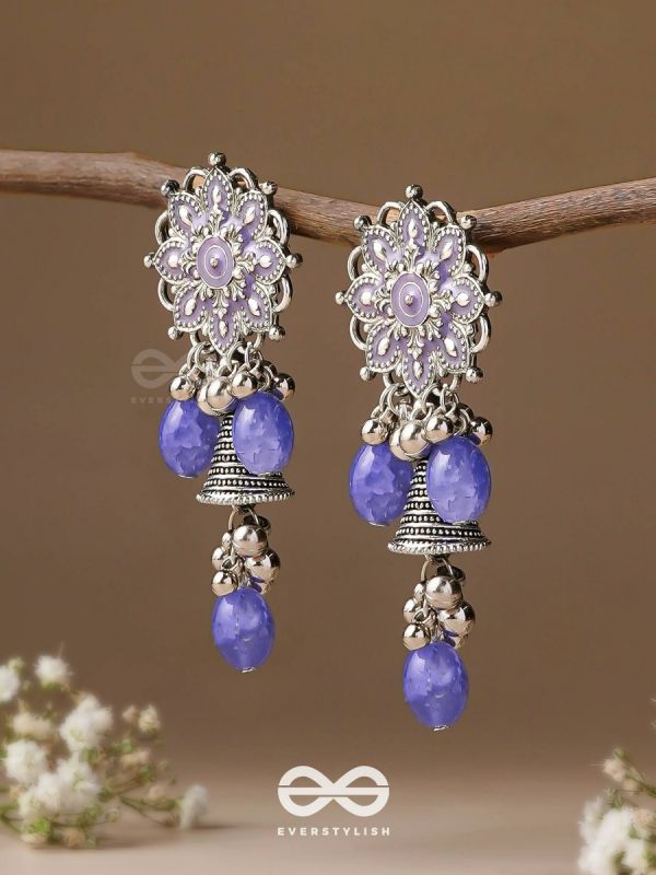 The Azure Snowflakes - Enamelled Oxidised Earrings