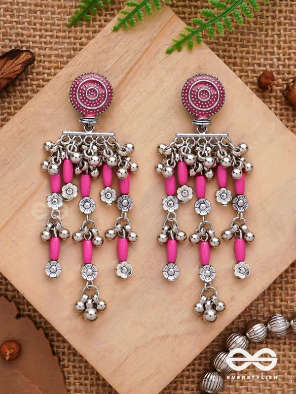 The Fuchsia Fairies - Enamelled Oxidised Earrings