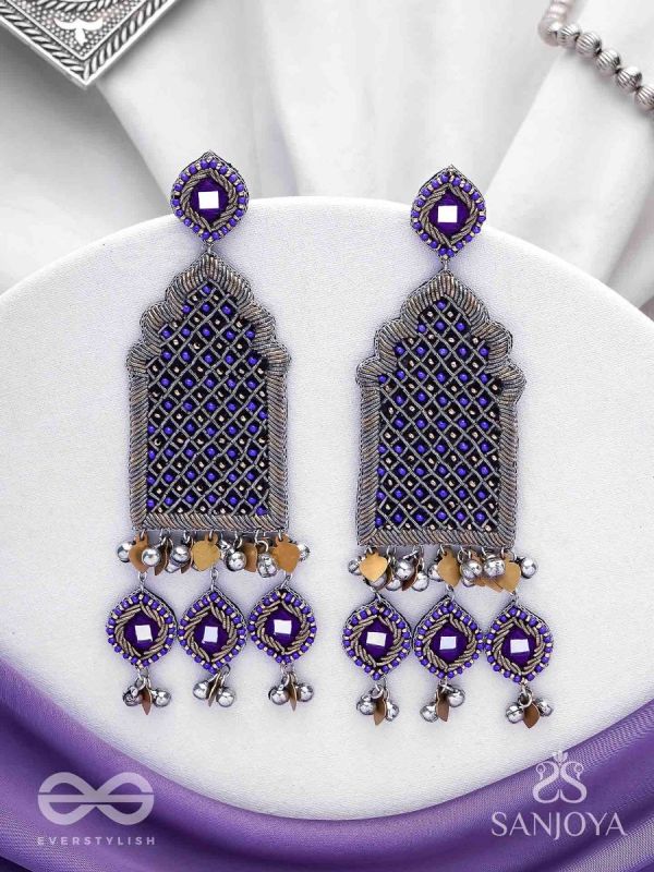 Nripangan - The Royal Pavilions - Beads And Dabka Hand Embroidered Earrings