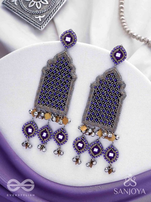 Nripangan - The Royal Pavilions - Beads And Dabka Hand Embroidered Earrings