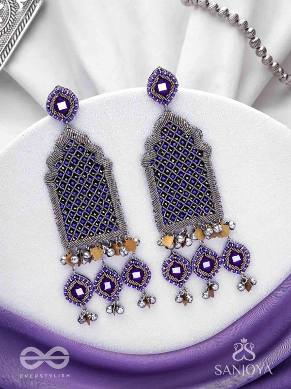 Nripangan - The Royal Pavilions - Beads And Dabka Hand Embroidered Earrings